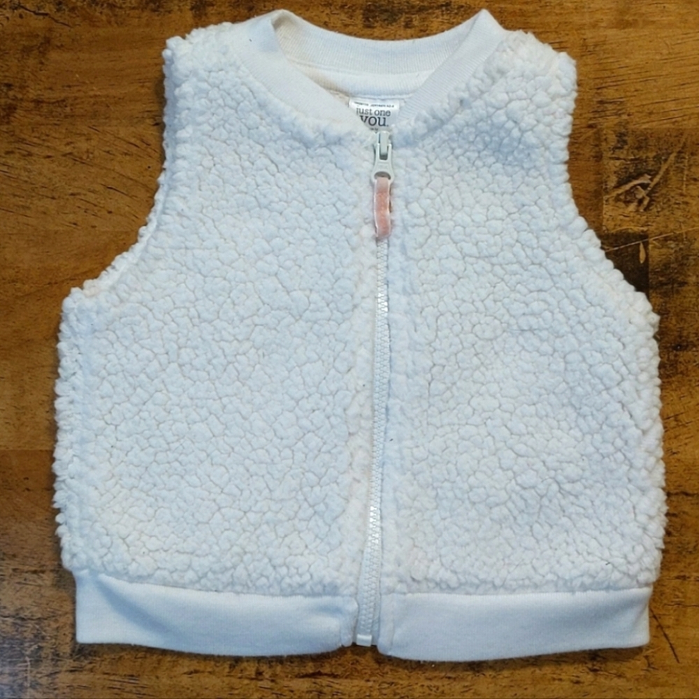 White Fleece Vest size 3 months